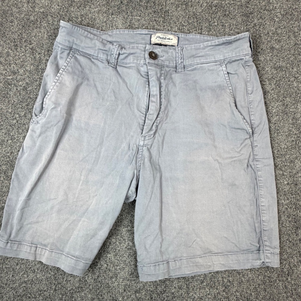 Flag & Anthem Mens Chino Shorts Size 34 Light Blue Gray Flat Front Casual Cotton